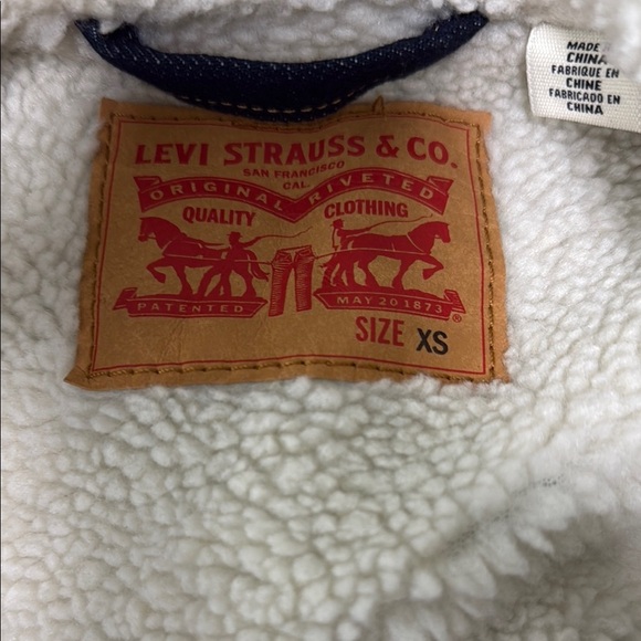 Levi’s Red Tab Sherpa Denim Jacket Wool Lined XS - Picture 3 of 14